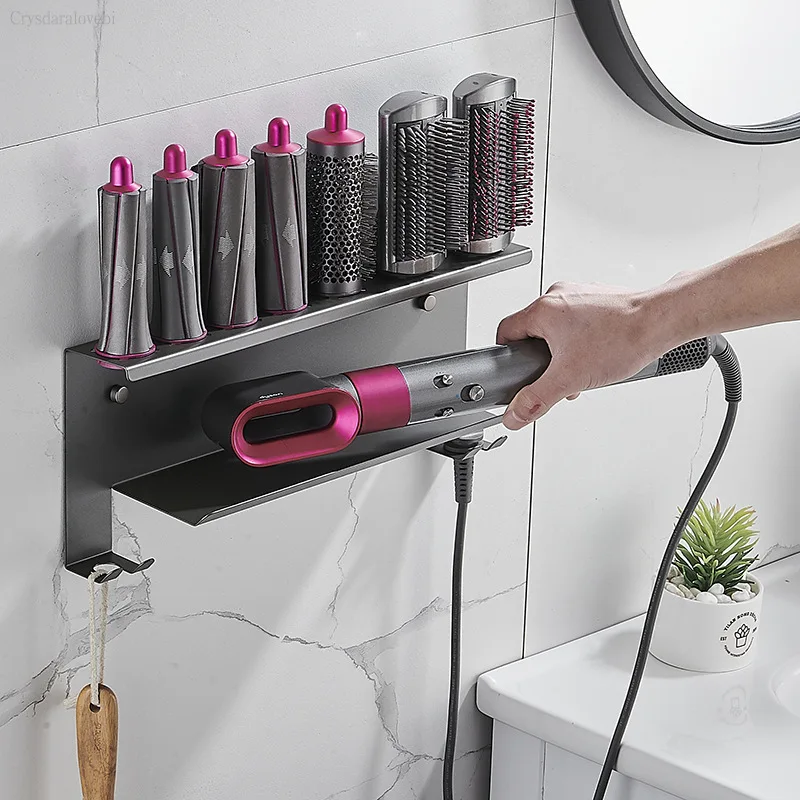 

Suitable for Dyson Airwrap Curling Storage Rack Stand Bracket Pasted Curling Tool Space Saving Bathroom Organizer Wall Shelf