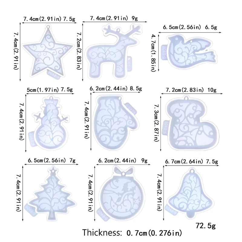 عيد الميلاد المفاتيح العفن DIY الايبوكسي الحرفية قلادة المفاتيح مجوهرات قالب من السيليكون