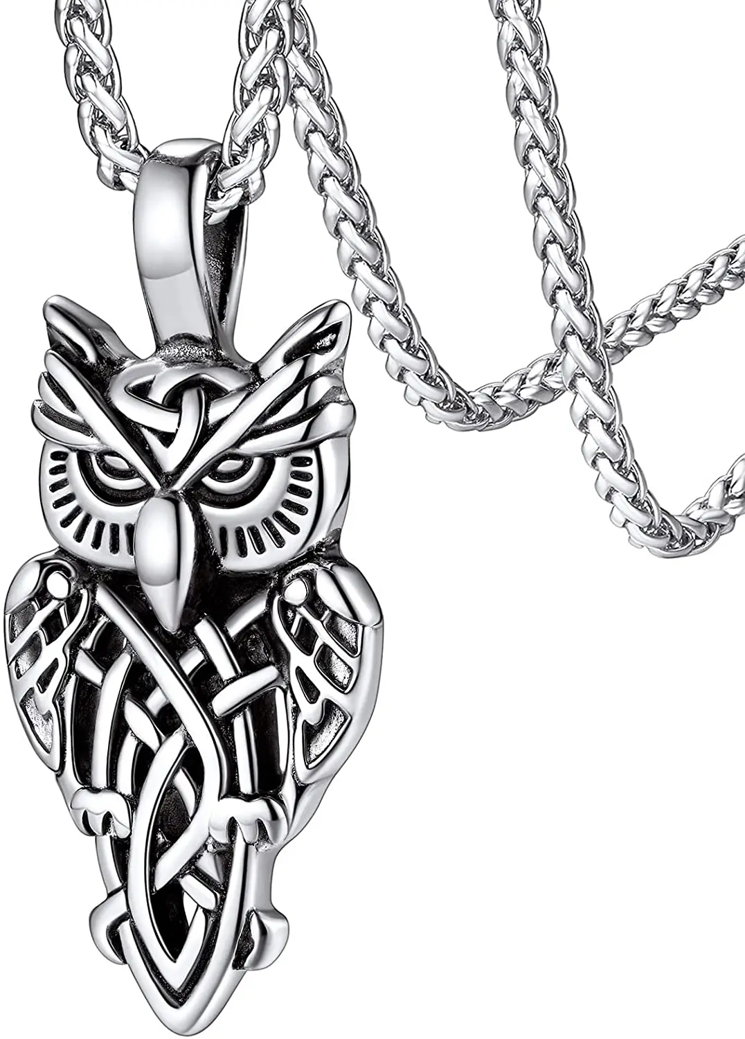 

ChainsPro Owl Pendant Necklace, Stainless Steel/14K Gold-plated Vintage Celtic Knot Jewelry, Exquisite Gift Packaging CP969