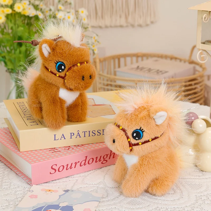 15 cm kleiner Pferd-Anhänger, gefülltes Cartoon-Pony-Tier, Schlüsselanhänger, Plüschtier, weich, fünf Farben, modisches Accessoire, Geschenk
