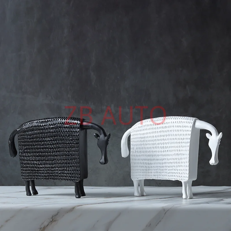 Nordic creative black and white armor horse fashionable and interesting animal resin ornaments home model room soft decorations