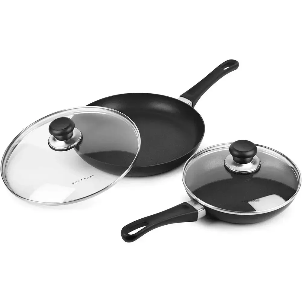 Nonstick Pan Set with Lids - 8 and 10.25 Inch Cookware