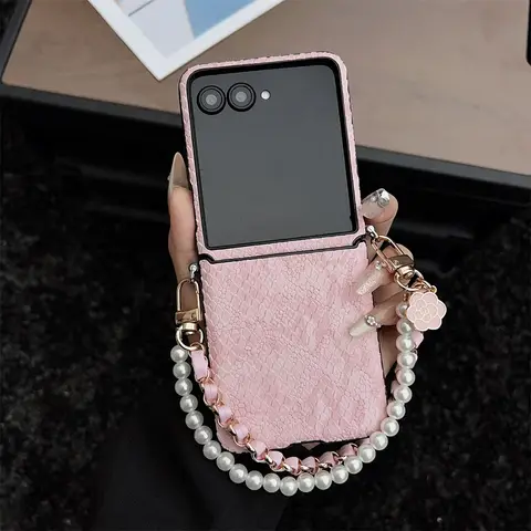 Snake Pattern PU Leather Phone Case Flower Charm & Hinge Protection For Samsung Galaxy Z Flip 7 6 5 4 Flip7 Flip6 Flip5 Flip4 5G