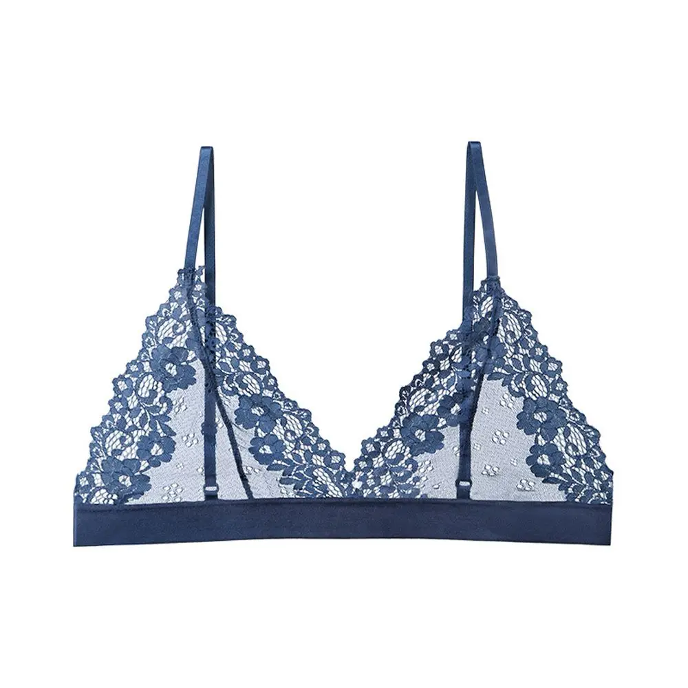 

Anti Sag Seamless Tube Top Women Intimates Thin Underwear Beauty Back Women Bras Triangle Cup Flower Lace Bralette