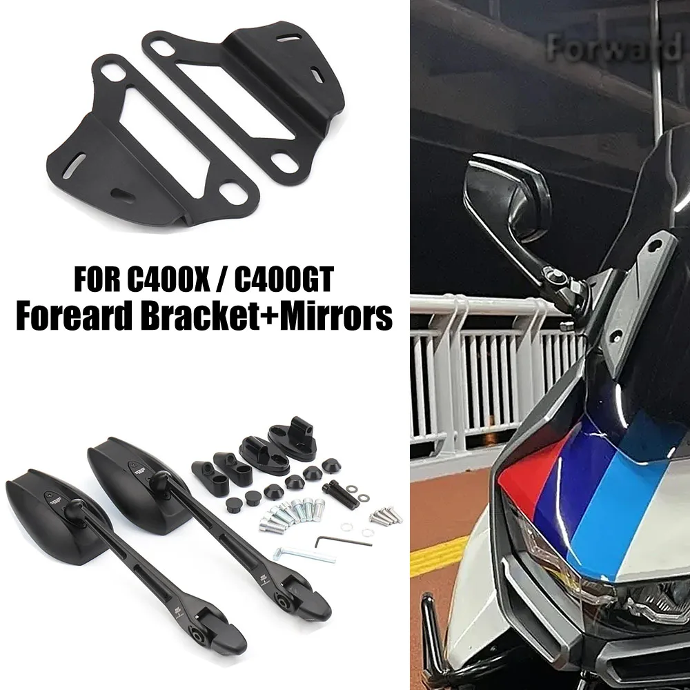 Motorcycle Forward Bracket Side Mirror Black Rearview Mirror Accessories For BMW C400GT c400gt C400 GT C400X c400x C 400 X