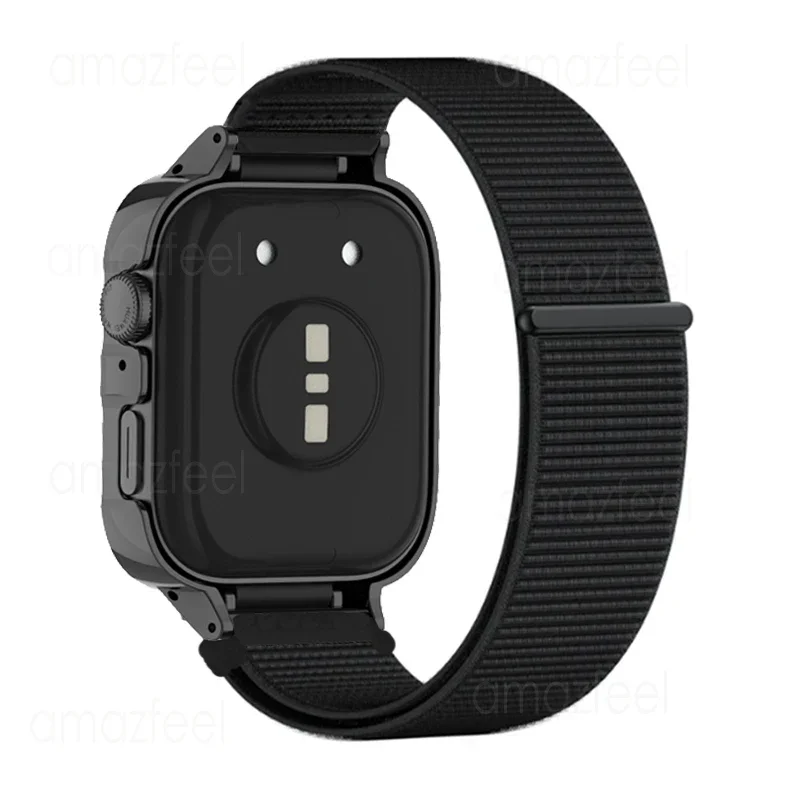 Nylonowa pętla do zegarka Huawei Watch Fit 3, ochraniacz na pasek do zegarka Huawei Watch Fit 3, nylonowe bransoletki + metalowa osłona ochronna