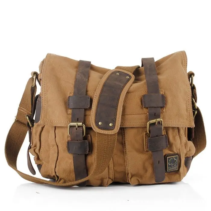 Men\'s Women\'s Casual Vintage Canvas Leather Cotton Rucksack Mountaineering Messenger Bag School Shoulder Bag