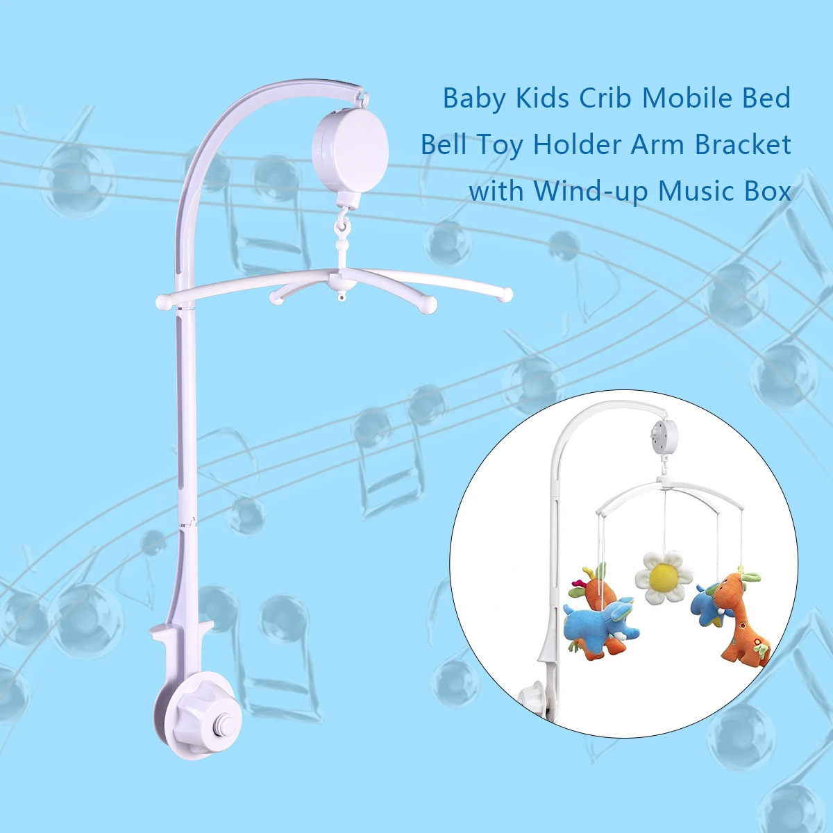 

Baby Crib Mobile Holder Bracket White 50.3*43.8*21.6Mm Rotatable Music Box Infant Bed Lullaby Abs Plastic Support Baby
