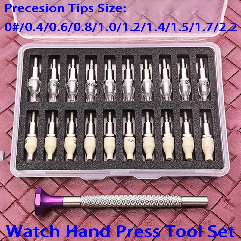 Watch Hands Fitting Setting Presser Pusher Setter 20PCS PEEK &Steel Watch Needle Holder Metel Press Handle for Watchmakers Tool
