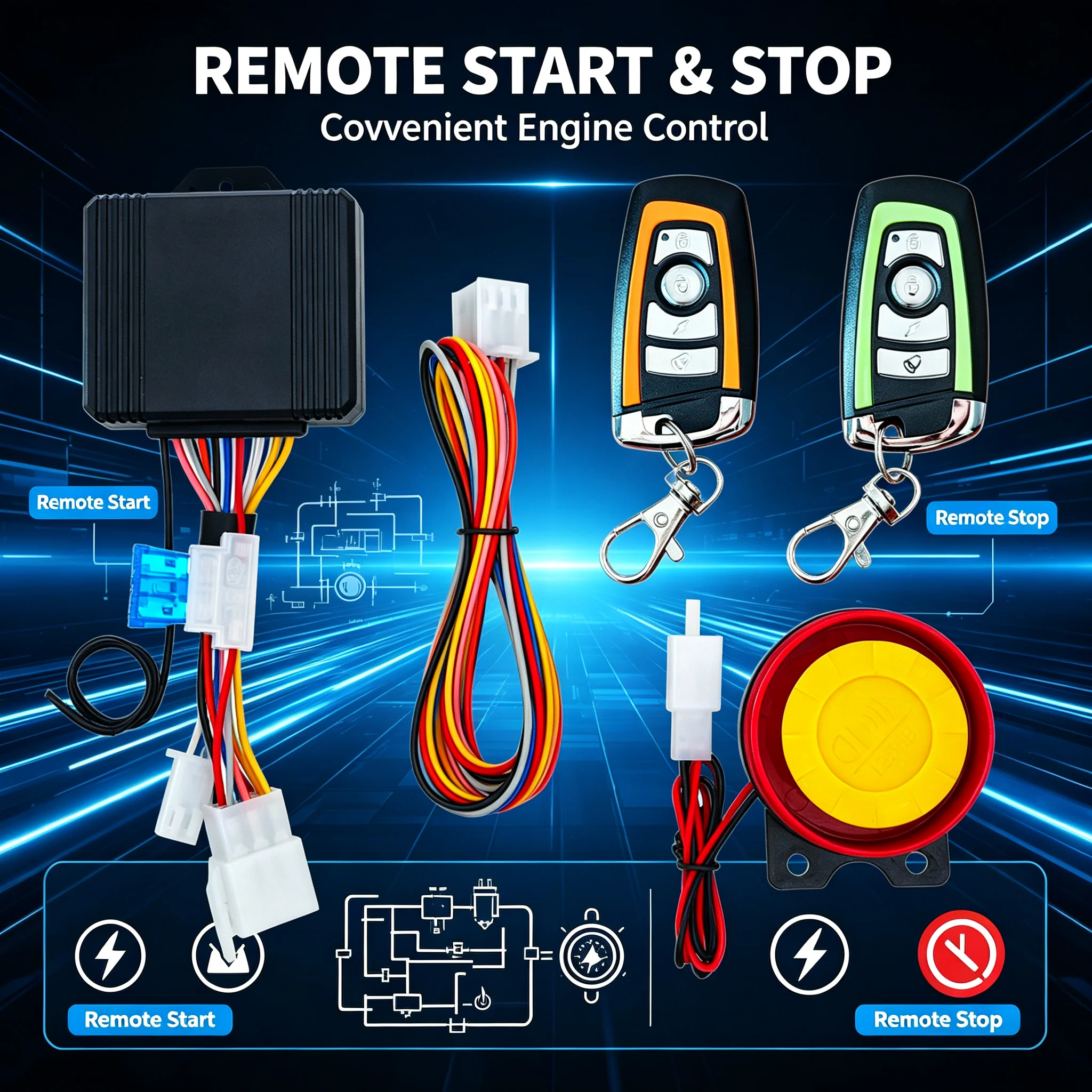 New Multifunctional Motorcycle Anti-Theft Alarm with Automatic Defense, Ignition and Shutdown, Silent Dual Flash Steering Prompt