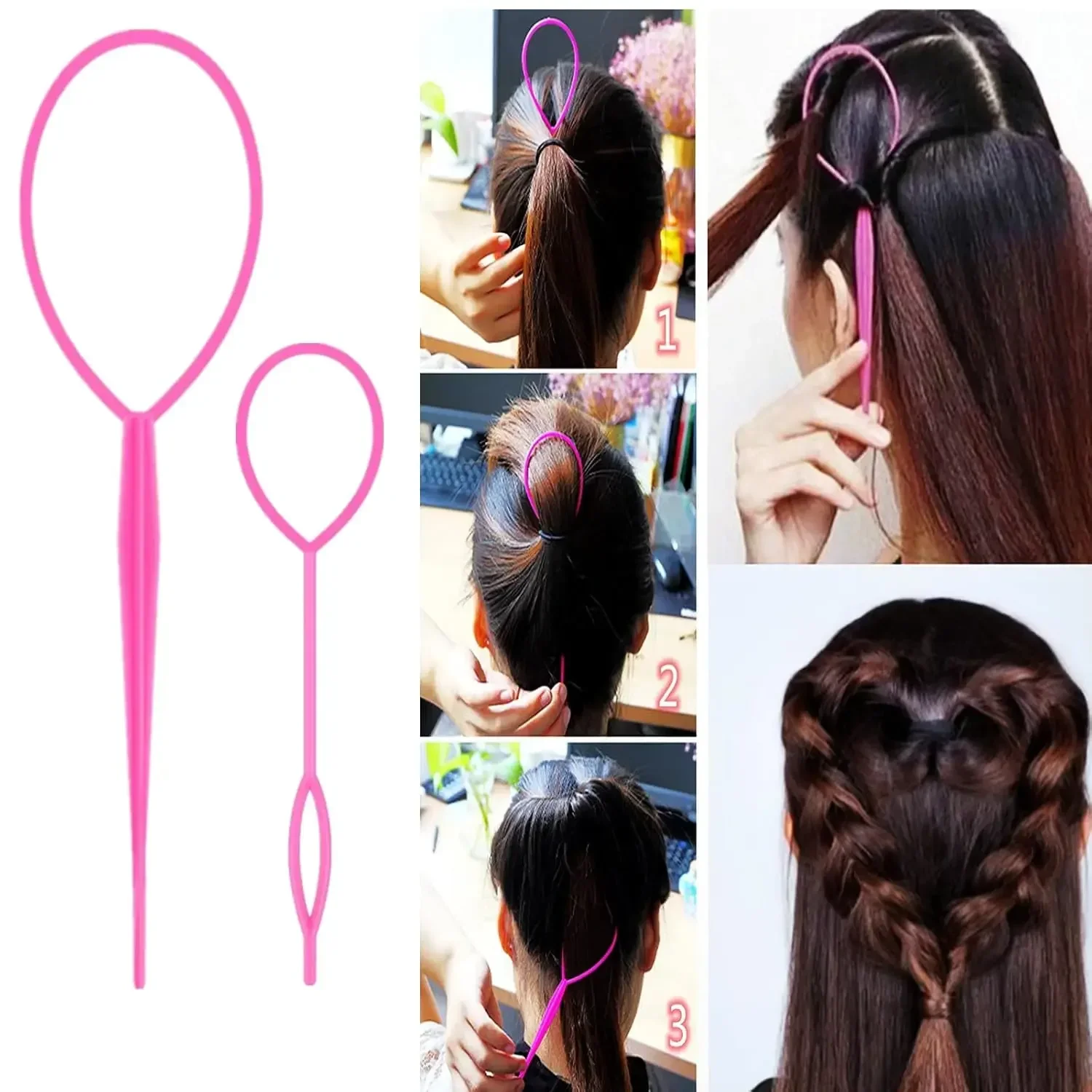 8Pcs Bristle Teasing Topsy Tools Hair Brushes Set Tail Hair Brush Edge Brush Pin Rat Tail Combs for Woman Girl Hair Styling
