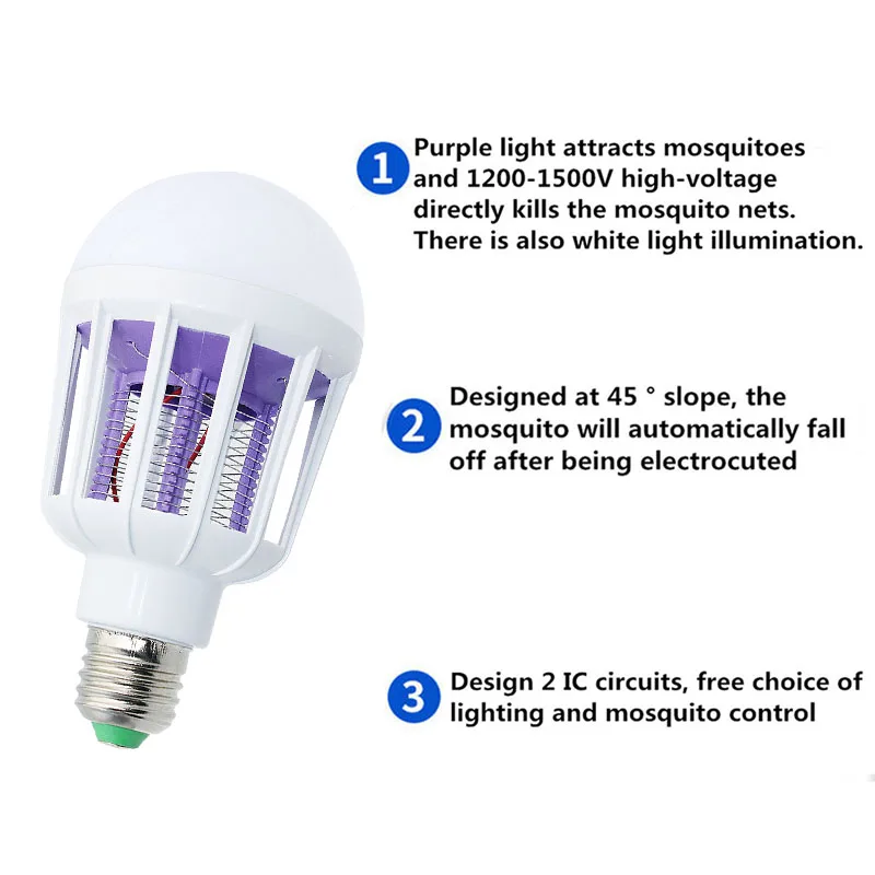 AC 220V LED Mosquito Killer E27 Socket LED Bulb Home Lighting Bug Zapper Trap Lamp Insect Anti Mosquito Repeller Light u