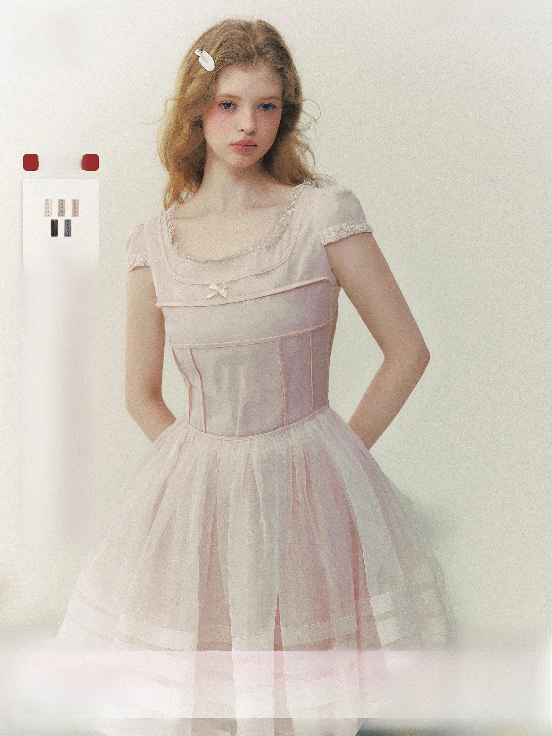SunsetPark Ballet Dream Acetate Lenzing Square Collar Bubble Sleeve Princess Skirt Style Gown Soft Medium Fabric European Gown