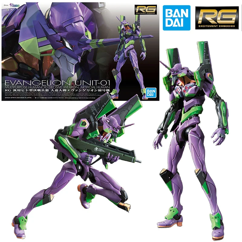 Bandai RG 1/144 Evangelion Unit-01 14Cm EVA Anime Original Action Figure Assemble Model Children's Toy Birthday Gift Collection