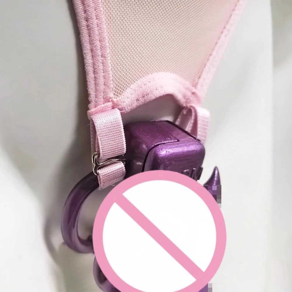 الوردي T-الظهر حزام العفة حزام ثابت العفة قفل حزام مساعد حزام مطاطا قابل للتعديل قفص القضيب الجنس لعب للرجال مثلي الجنس سيسي #3