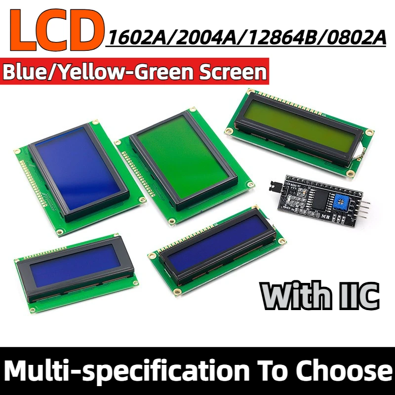 LCD Display Board Module 1602 2004 12864 PCF8574T PCF8574 IIC/I2C Interface Adapte Plate 5V Blue/Yellow Green Screen For Arduino