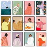 Nordic Abstract Stripe Curve Woman Modern Minimal Portrait Poster and Print Canvas Painting Wall Art Picture for Room Home Decor