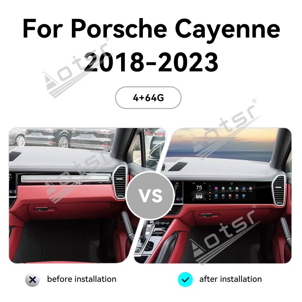 Andriod 13.0 For Porsche Cayenne 2018-2023 Co-pilot Passenger Touch Screen Head Unit Carplay Auto Multimedia Player Accessories