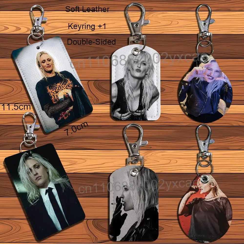 

Australia New Zealand Emily Armstrong Rectangle ID Card Case Keychain Access Card Bag Key Tag Ring Leather Card Holder Key Ring