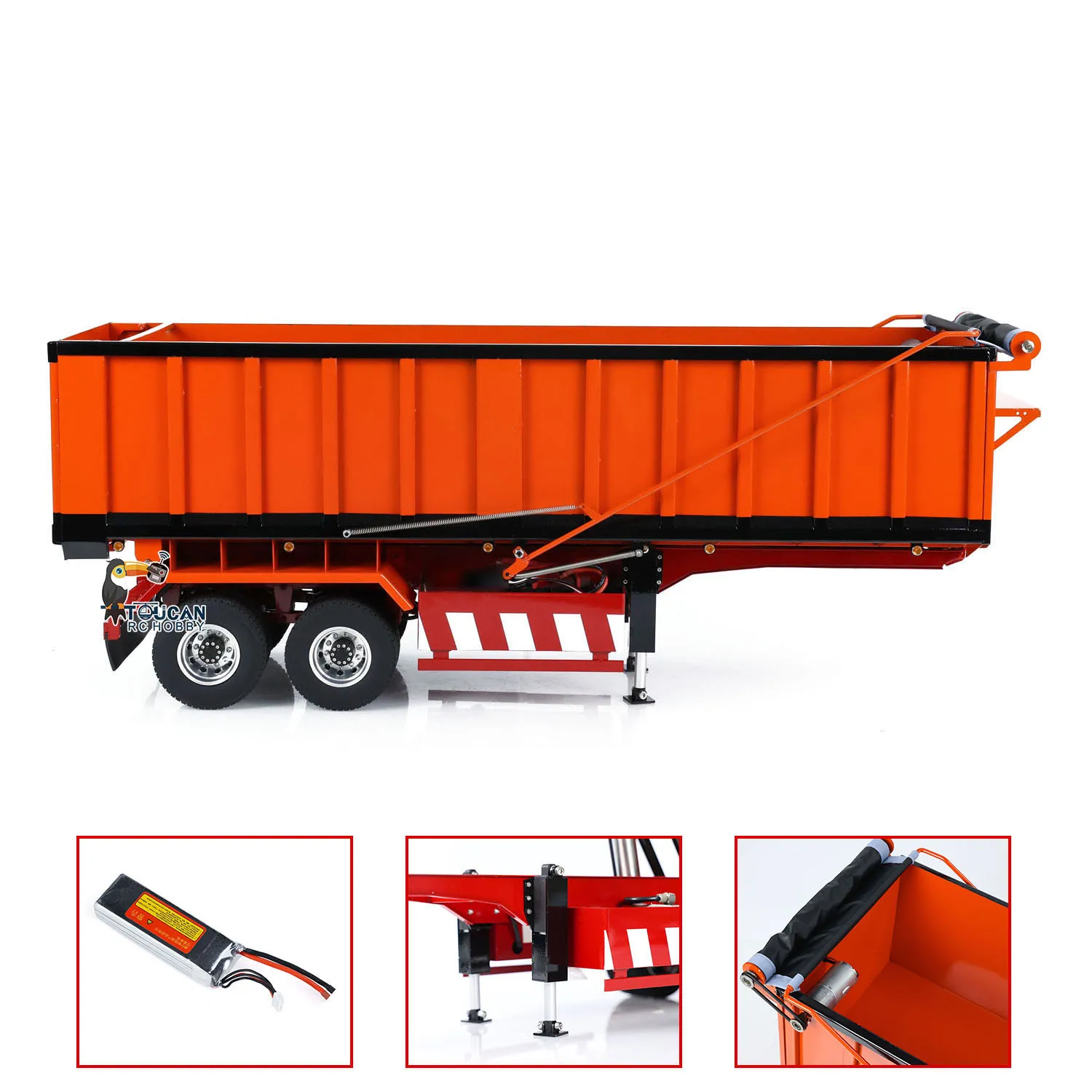 

1/14 RC Hydraulic Dump Trailer 2 Axles Metal Trailers with Electric Legs for Remote Control Tractor Trucks Dumper TAMIYAYA Model