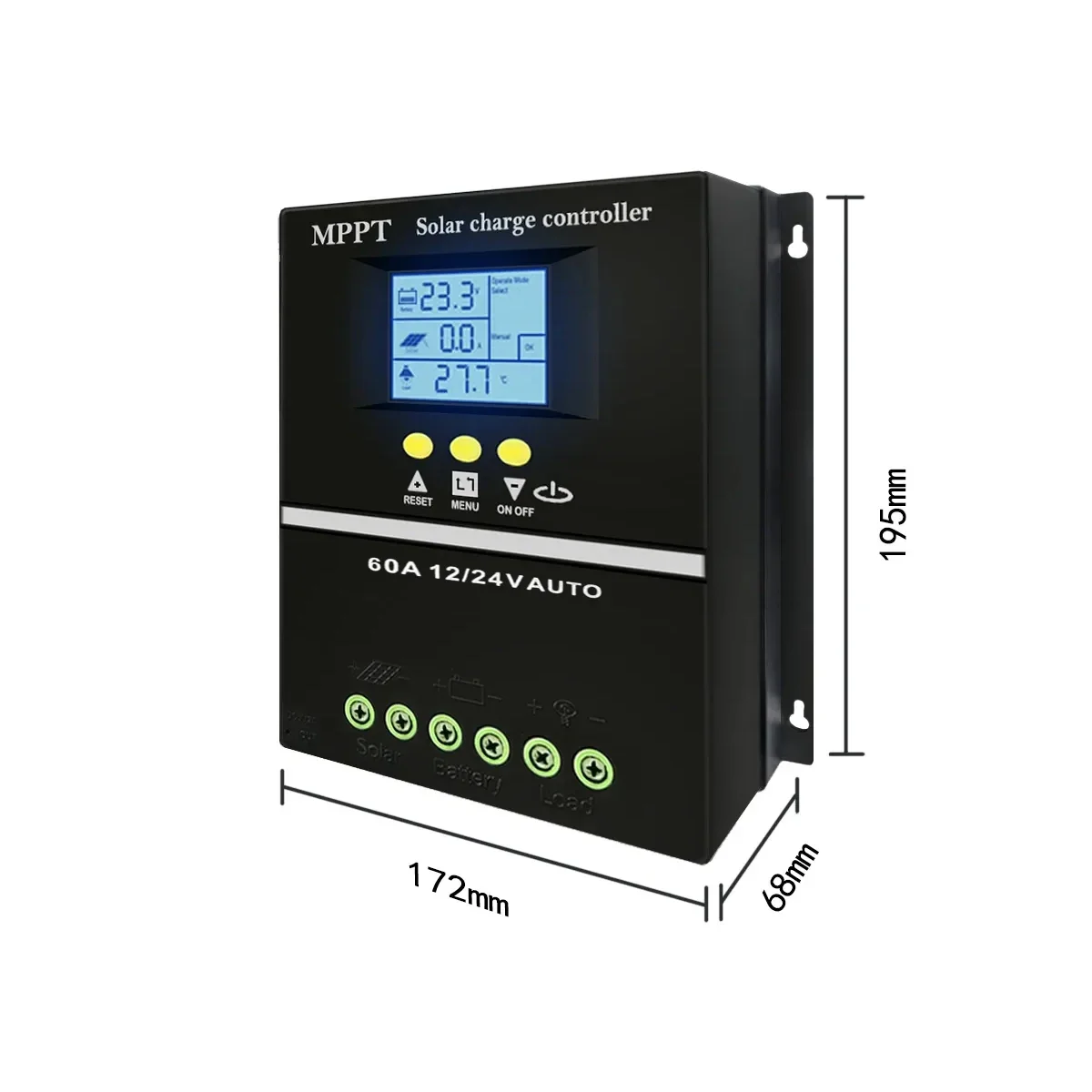 Imagem -04 - Ferramentas de Controlador de Carga Solar Mppt 60a 12v 24v Carregador Rápido Dual Usb Bateria de Lítio de Chumbo Aacid com Display Lcd