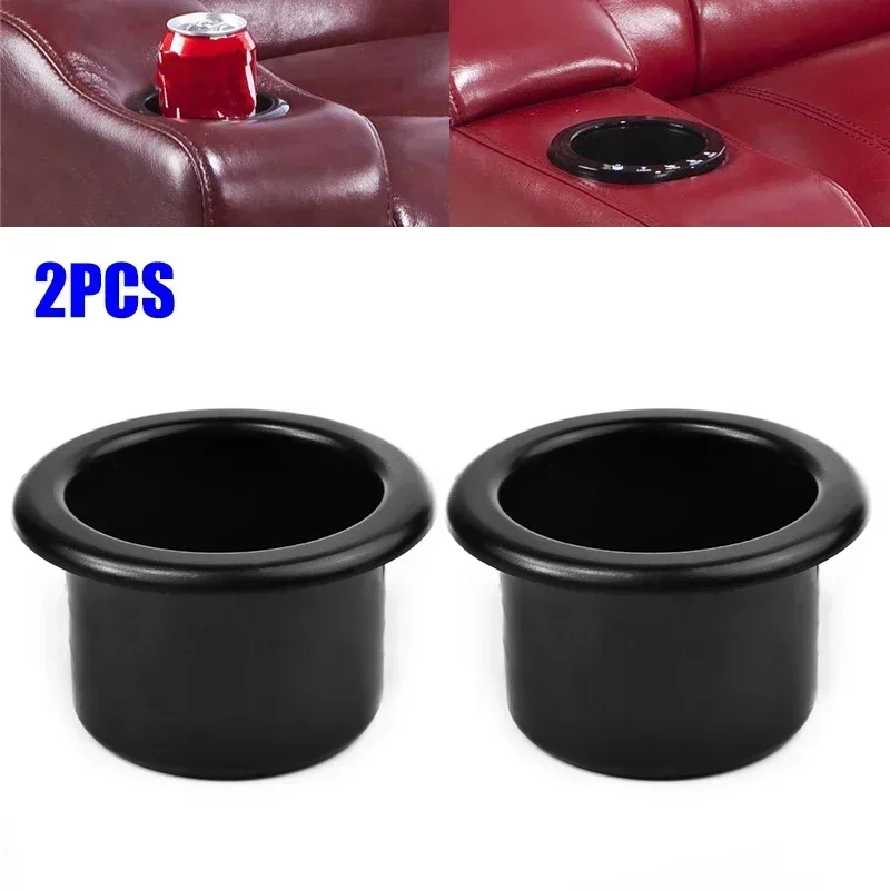 2pcs/set Plastic Black Cup Water Drink Holder Recessed Interior Accessories For For RV Boat Ocean Camper Trailer