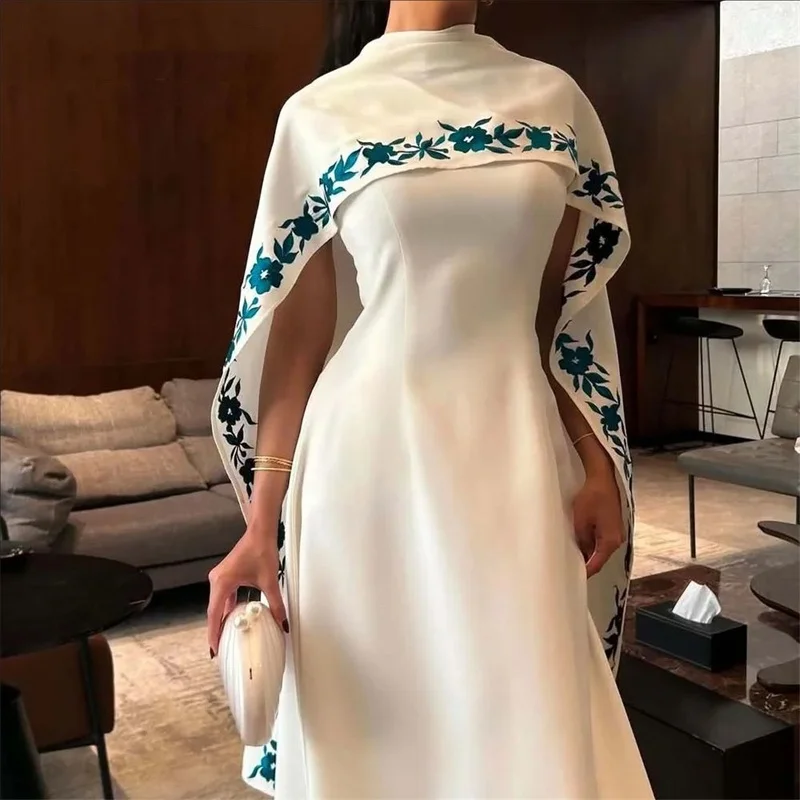 

White Formal Dress Stain O-Neck Party Dress Saudi Arabia Lace Pleats Regular Sleeve Occasion Dress فستان سهرة Customized