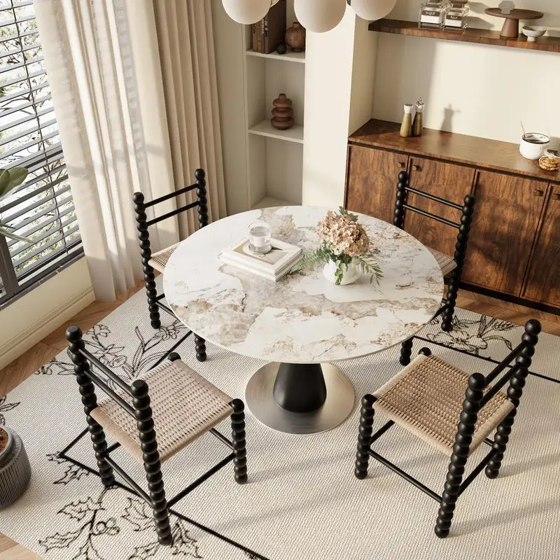 طاولة طعام مستديرة حديثة مقاس 39 بوصة - طاولة مطبخ صغيرة ملونة تتسع لـ 2 إلى 4 أشخاص، مثالية لغرفة الطعام أو زاوية الإفطار أو