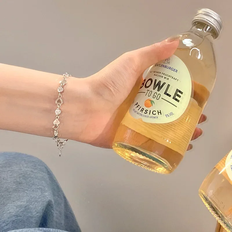 여성용 지르콘 인스 팔찌, 반짝이는 할로우 하트, 섬세한 체인 팔찌, 파티 쥬얼리 선물