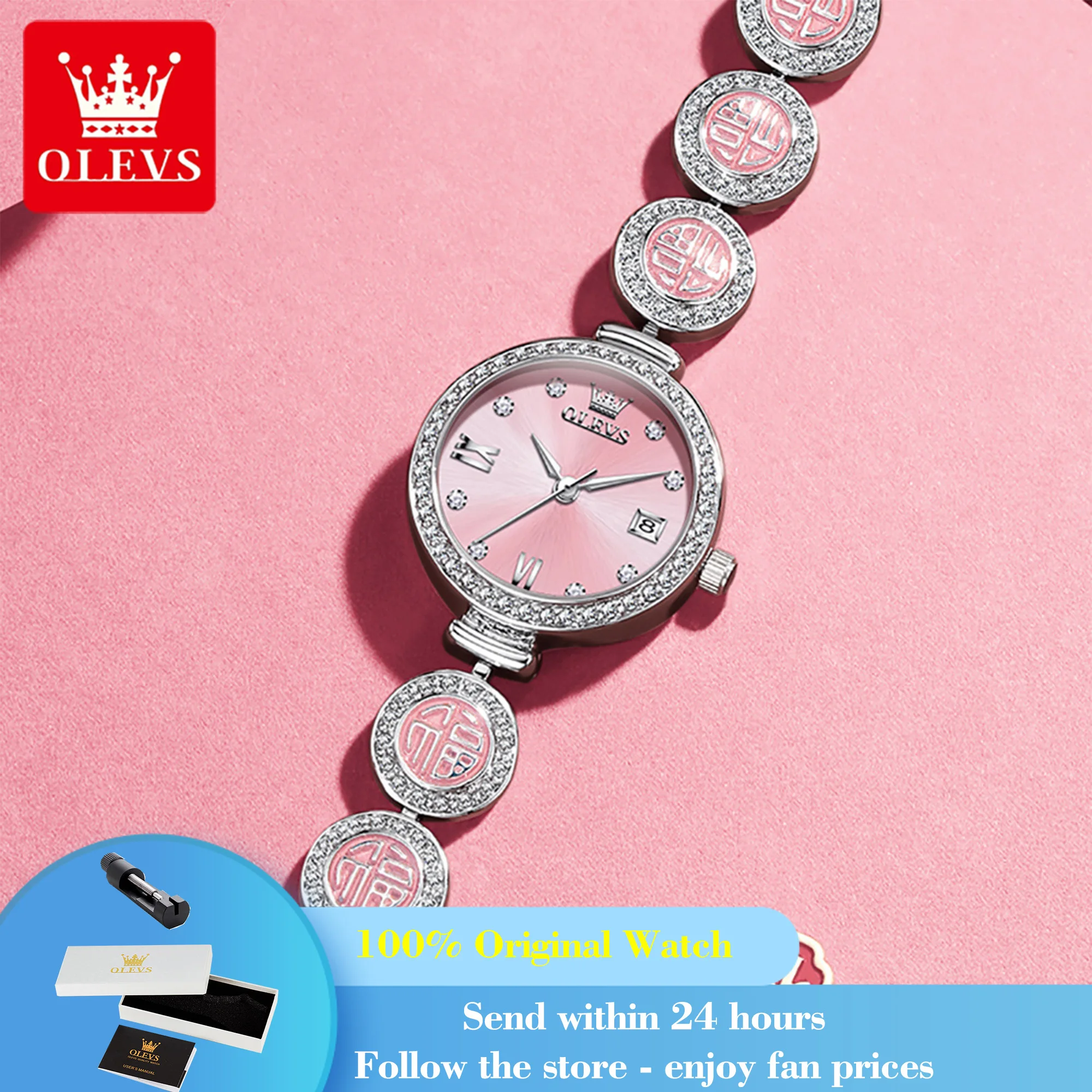 

OLEVS 5630 Watch Woman Fashion Original Quartz Dress Watch For Women Luxury Diamond Scale Waterproof Calendar Ladies Wristwatch