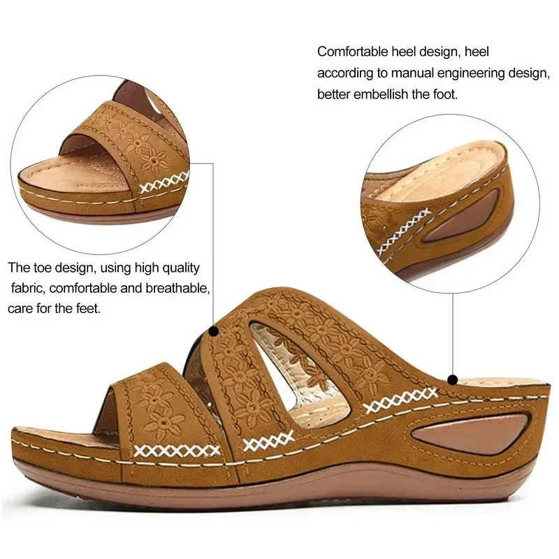Sommer 2026 Damen-Sandalen mit offenen Zehen, Retro Rutschfeste Leder-Freizeitsandalen, Modische Vielseitige Damensandalen – Detail 31