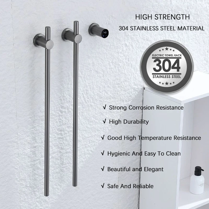 الحمام تسخين كهربائي قضيب تعليق المناشف التحكم في الوقت منشفة استحمام دفئا منشفة كهربائية رف أخفى دعم واي فاي/لا واي فاي Ccontrol