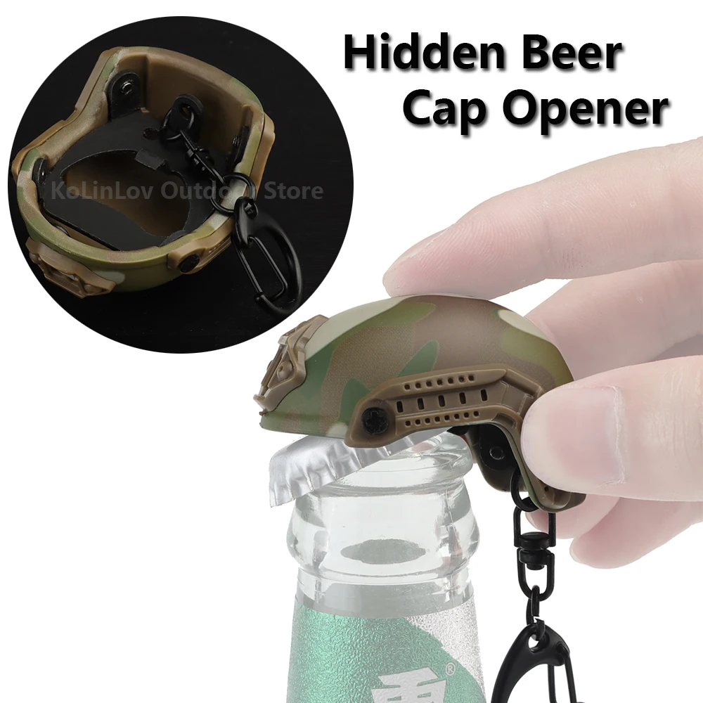 Tactical Keychain FAST Helmet Shape Bottle Opener Keychain Airsoft Pistol Helmet Mini Model Outdoor Hunting Hiking Beer Opener