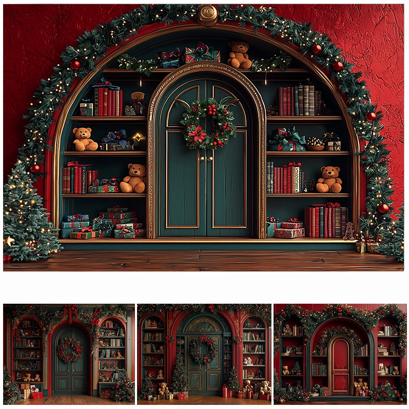 

LS Christmas Cabinet Backdrops Kids Adult Photography Child Baby Photocall Decors WInter Photocall Xmas Backgrounds