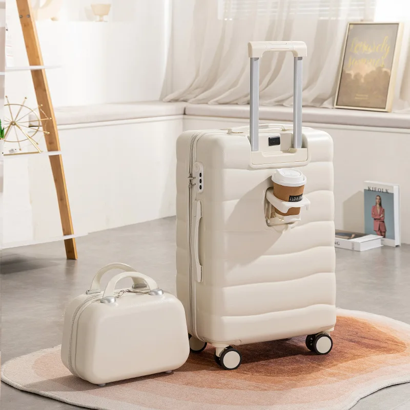 Multifunctional Trolley Case 18-26 Inch Women Men Large Capacity  Cup Holder Travel German Craftsmanship Wear-Resistant Luggage