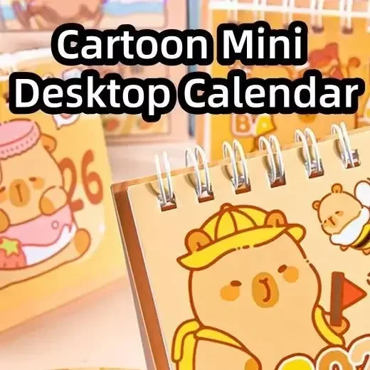 

Настольный календарь с рисунком капибары/панды 2026, портативный планировщик расписания на катушке, украшение для рабочего стола, ежедневник, подарки