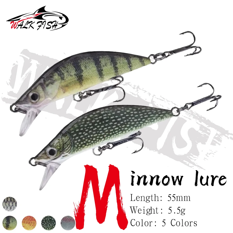 WALK FISH 1 Stück 55 mm 5,5 g japanischer Minnow-Angelköder Sinking Isca Künstliche gefälschte Köder Seebarsch Barsch Hecht Forelle Meeresangeln