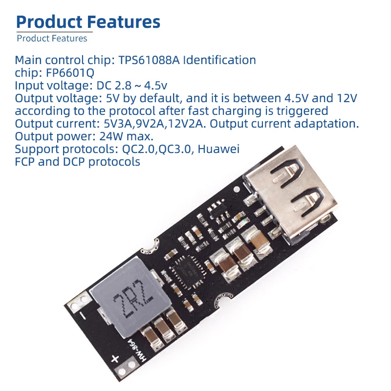 TPS61088 Boost Fast Charging Power Module 3.2V3.7V4.2V to 5V9V12V Mobile QC