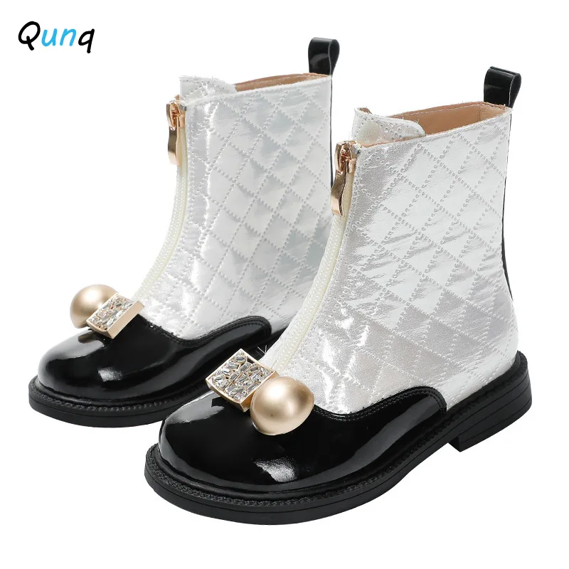 Qunq 2023 Girls Spring and Autumn Short Boots Versatile Little Girl Cotton Boots Princess Shoes kids  girls boots