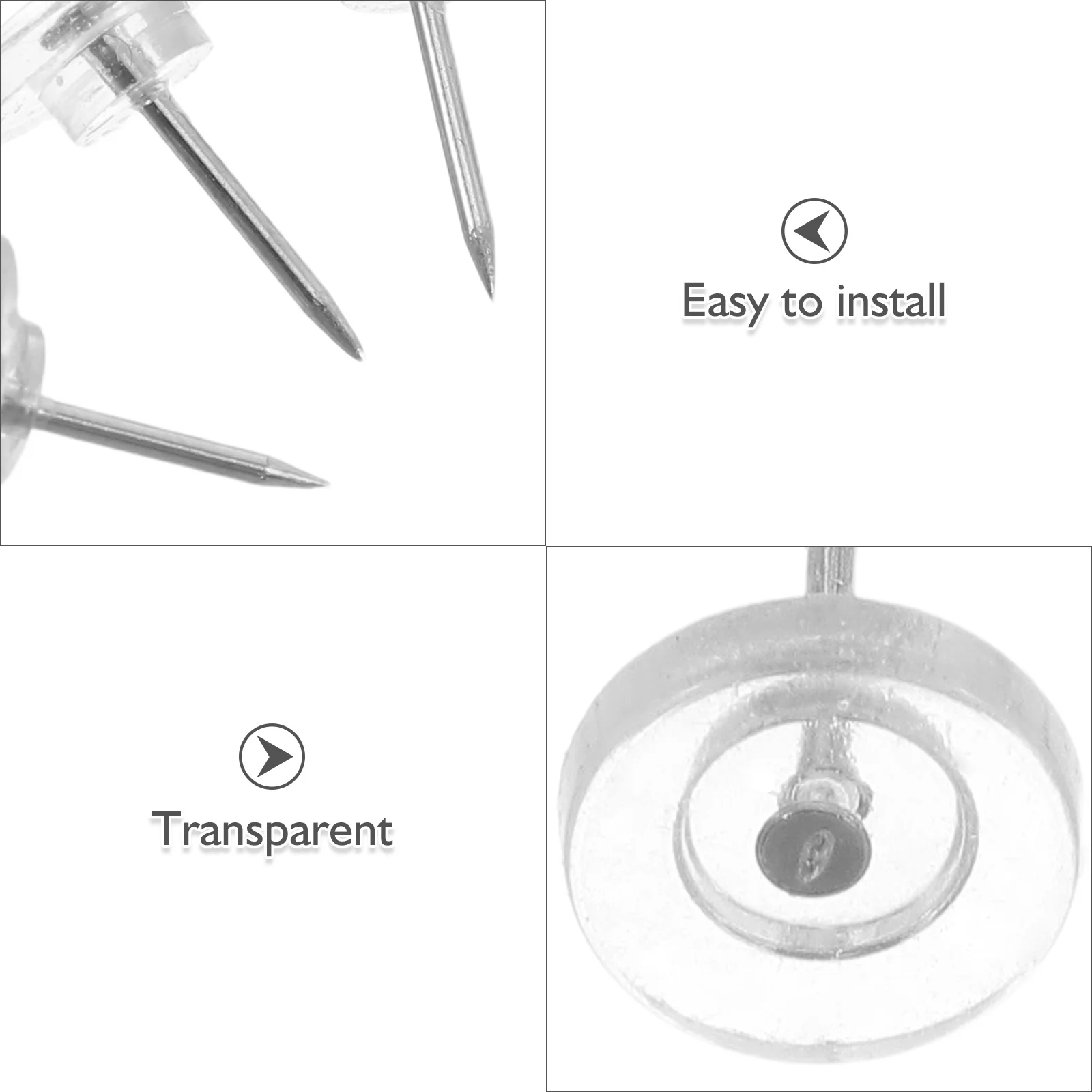 300 قطعة دبابيس ضغط الرأس مسامير الإبهام الشفافة للوحة الإعلانات والمكتب والمدرسة وخرائط التقويم #6