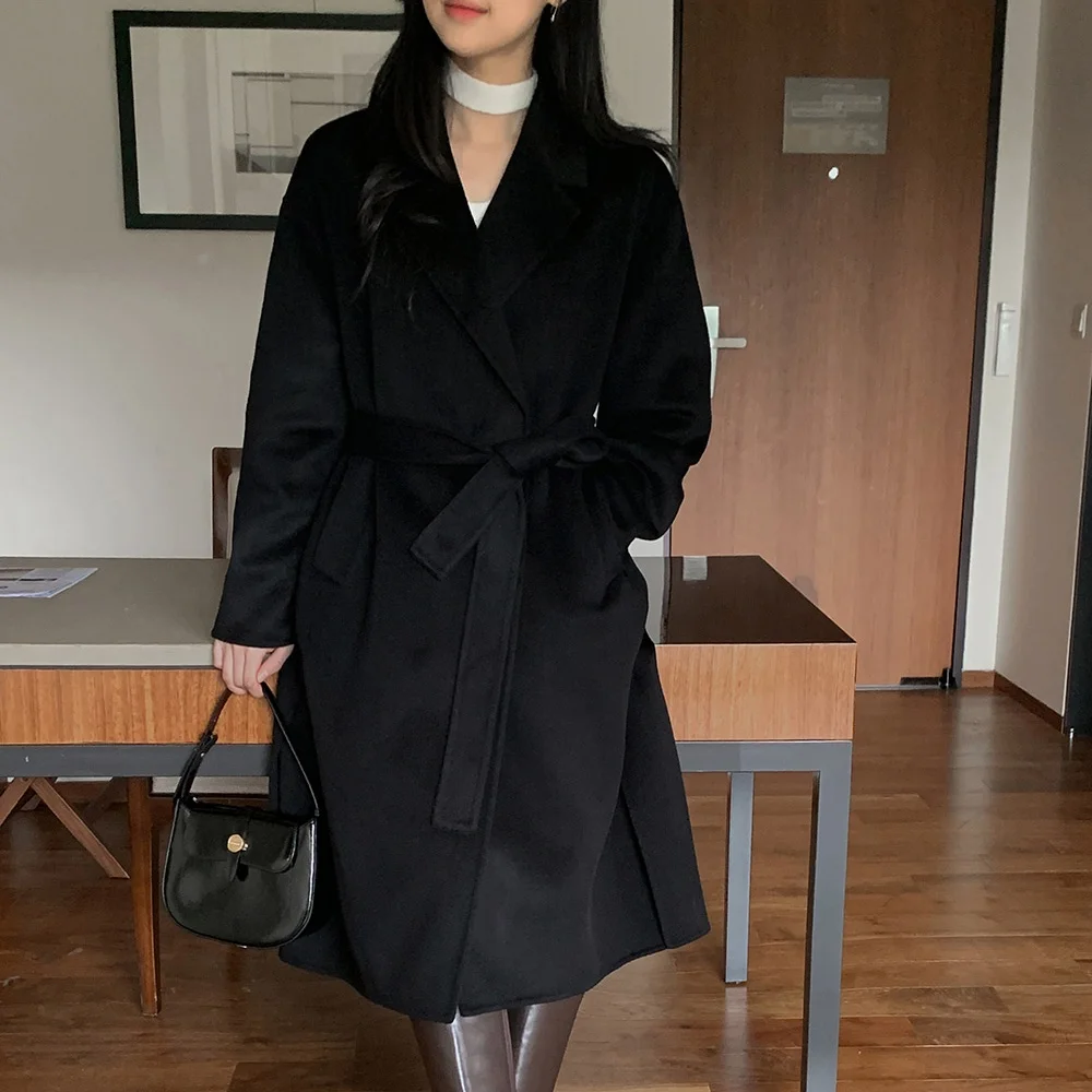 

Sweet Hot Girl Retro Loose Double-Sided Wool Coat Women's 2025 Autumn Winter Woolen Coat Fashion Female Clothes