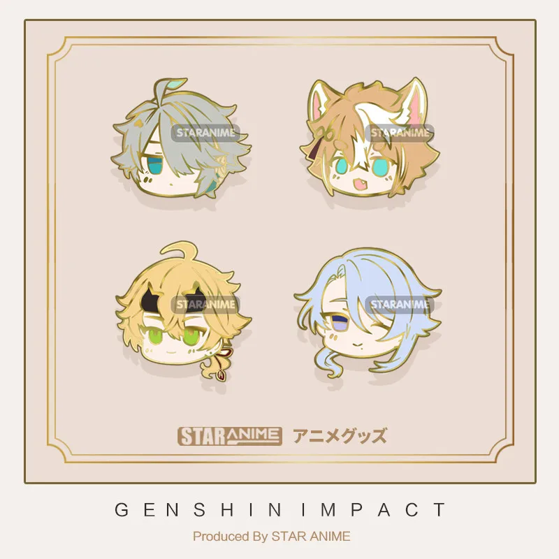 Anime Genshin Impact Alhaitham Gorou Kamisato Ayato Thoma Q Version Cosplay Metal Badge Bags Button Brooch Pin Souvenir Toy