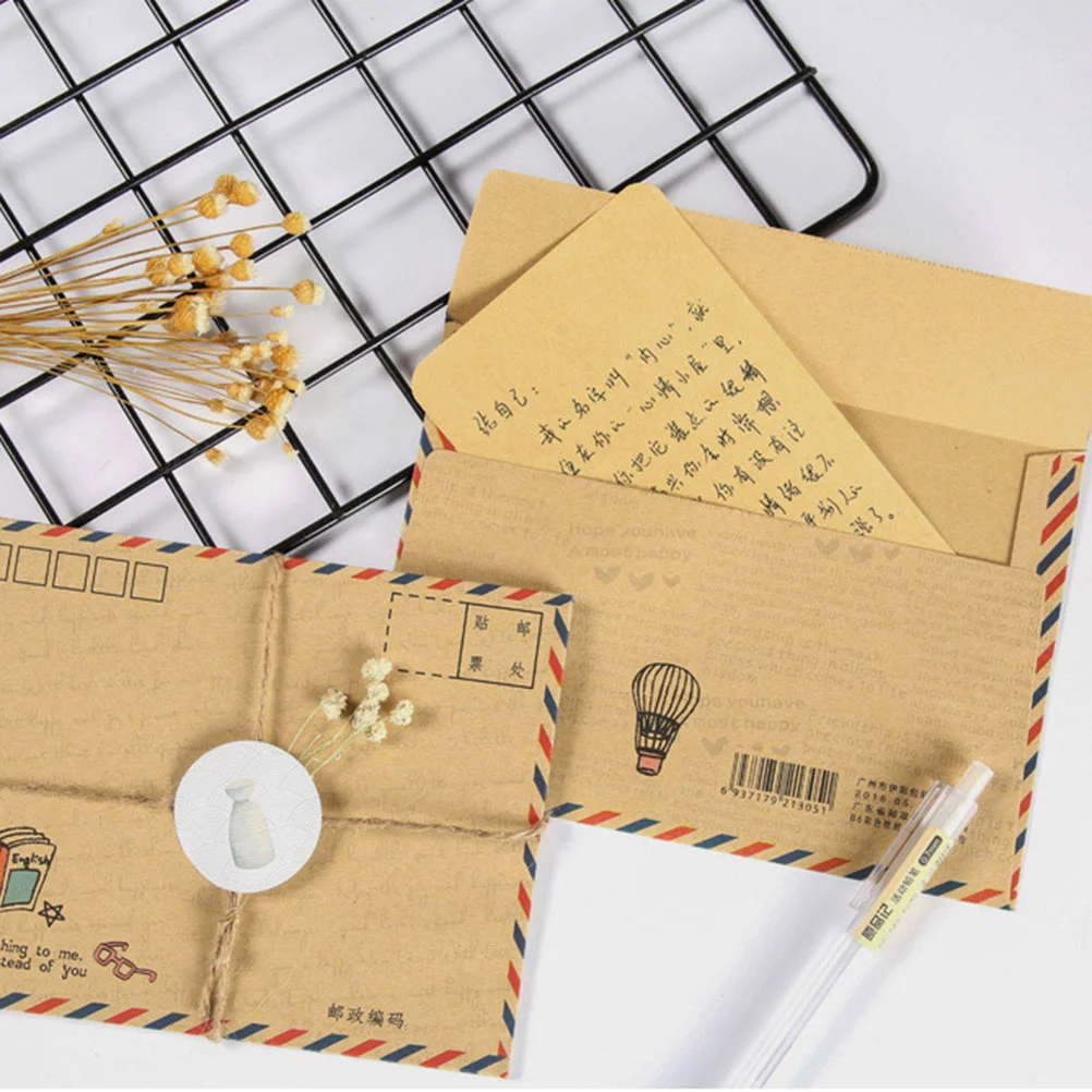 Envelopes Kraft Paper Air Mail Durable Vintage B6 Mini Classic Gifts Post Card Photo Envelope Letter for Supplying Office