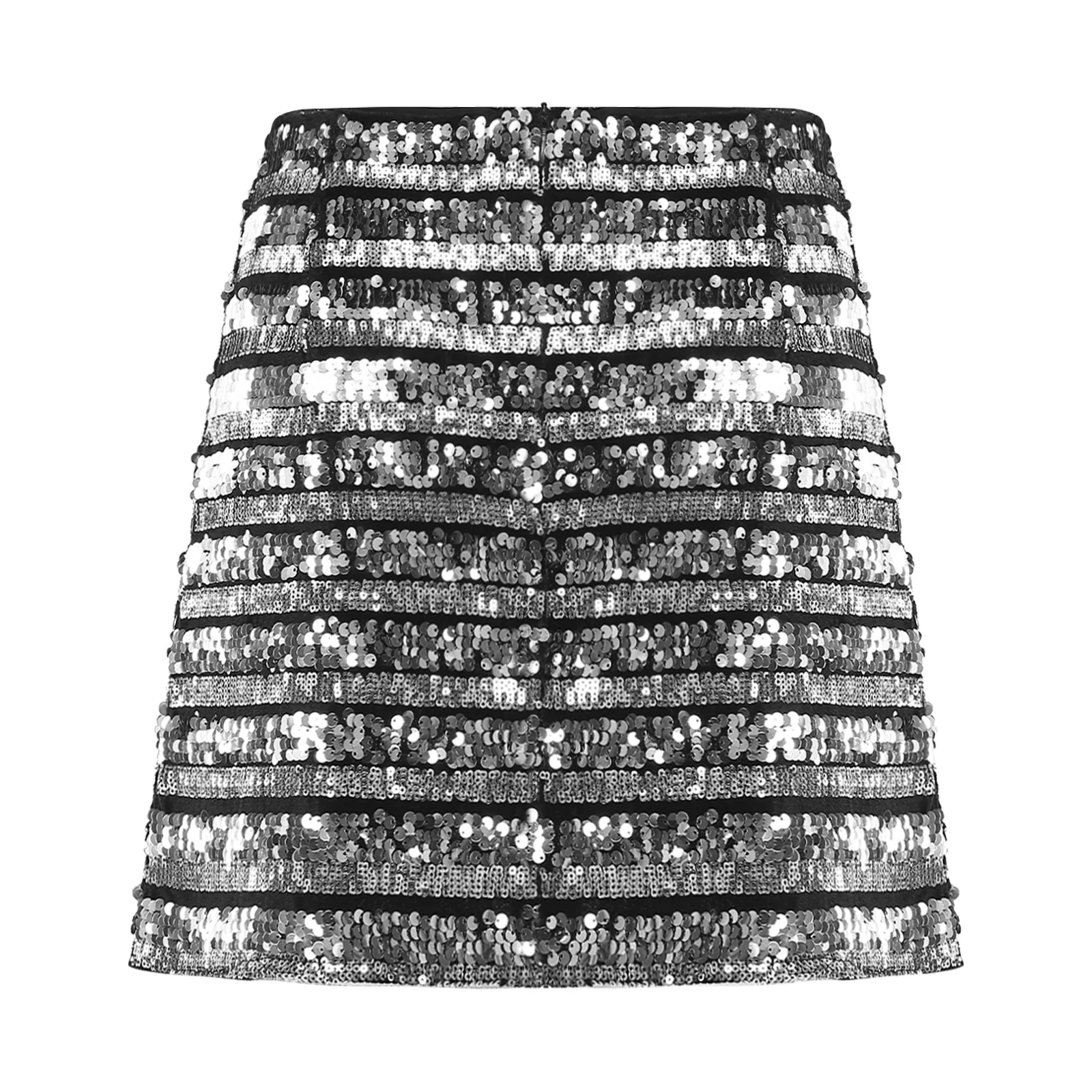 レディース シャイニー スパンコール ボディコン ミニスカート ハイウエスト バックジッパー Aラインスカート 内蔵ショーツ付き レディース スタイリッシュ クラブウェア パーティー レイブ用