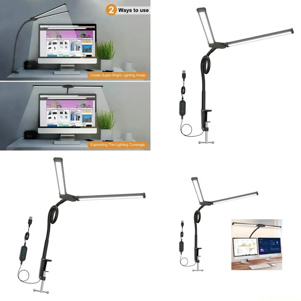 

E56B Двойной зажим на гибкой стойке для эффективного настольного или студийного освещения, удобного для глаз