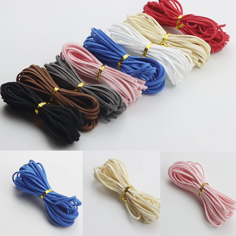 

5/10M 3MM Korean Velvet Leather Rope Flat Artificial Suede Woven Handmade Thread DIY Jewelry Making Rope Accessories