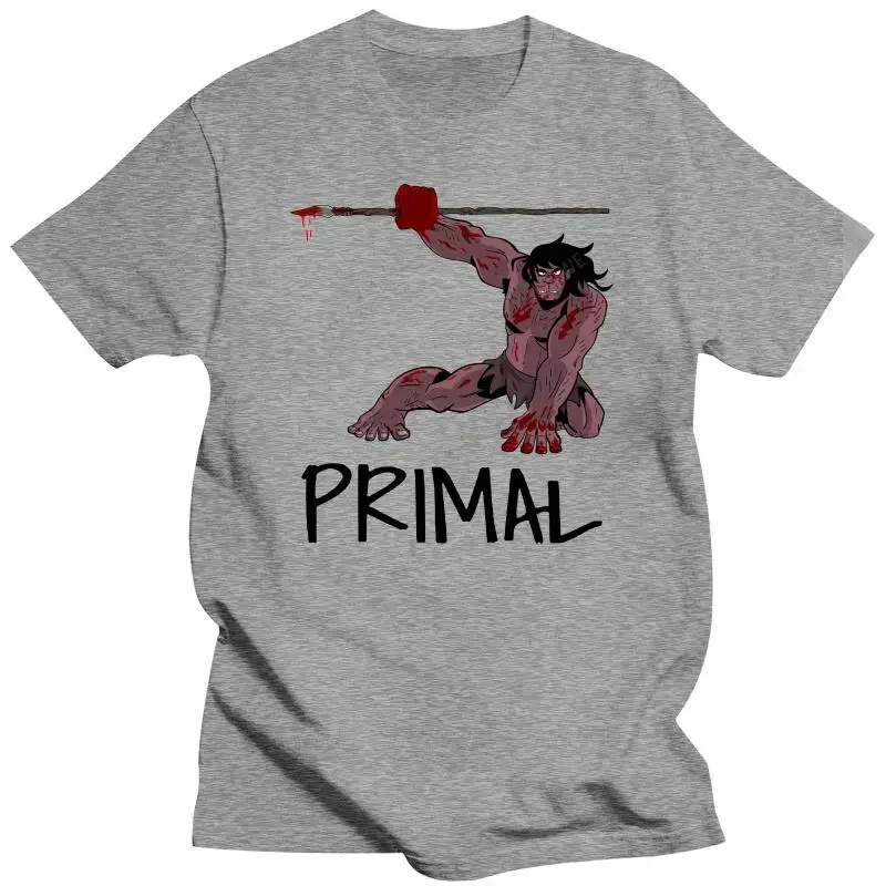 Black t shirt for male summer brand tee-shirt Primal Caveman Spear Genndy Tartakovsky T Shirt teenager tee shirt fashion top