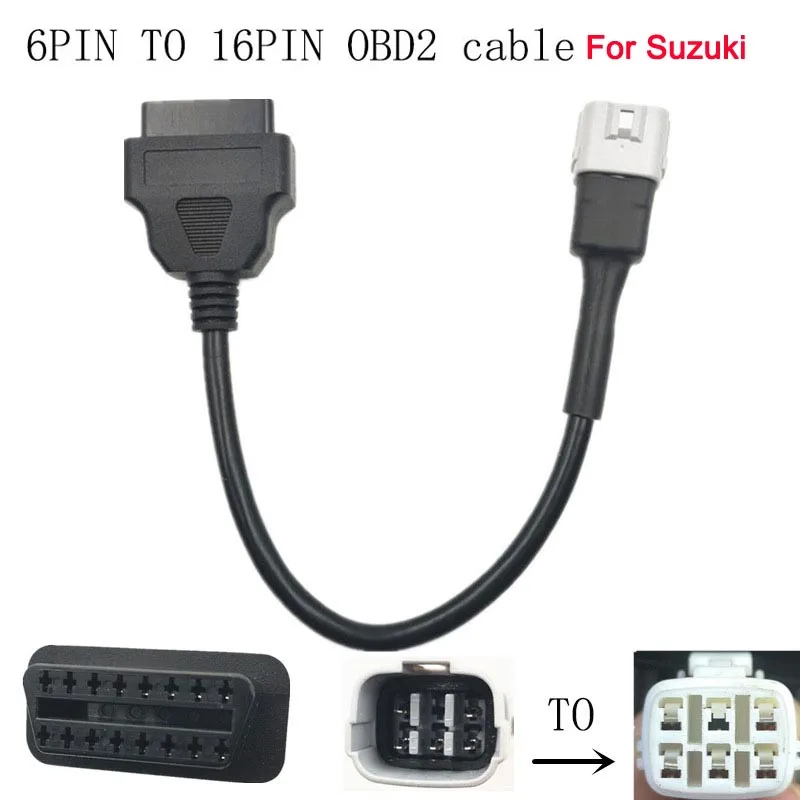 6Pin To OBD2 16 Pin Adapter for Suzuki 6 Pin Plug Cable Diagnostic Cable for Suzuki GSX‑R 1000/1000R/125 OBD Motorcycle Cable