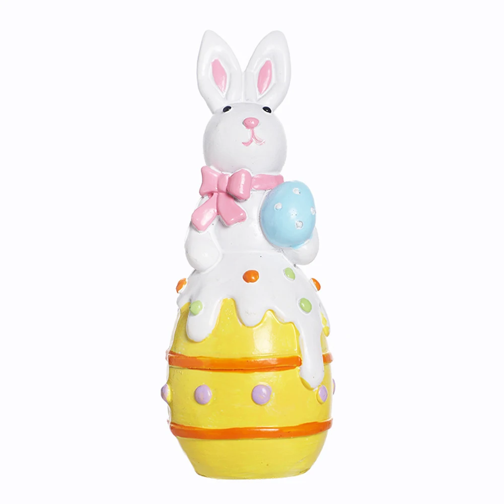 Easter Holiday Decoration 9*8*16cm Cute Easter Bunny Festive Atmosphere Adorable Bunny Design Colorful Resin Eggs