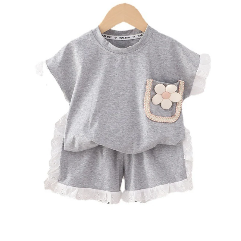 

New Summer Baby Girls Clothes Suit Children Cute T-Shirt Shorts 2Pcs/Sets Kids Clothing Infant Casual Costume Toddler Tracksuits